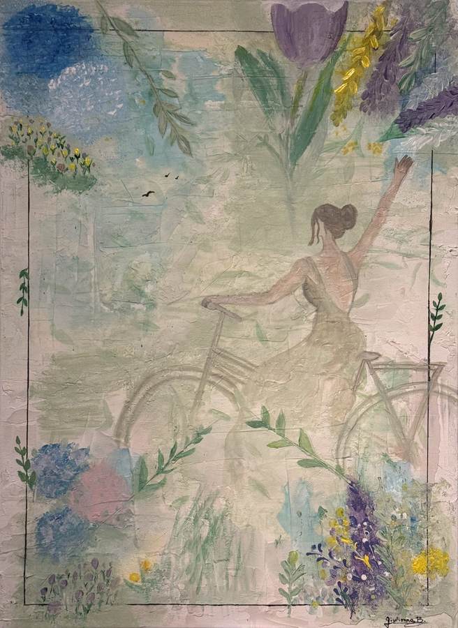 Dream Up — original acrylic painting inspired by the arrival of spring, by Giulianna Boscardin