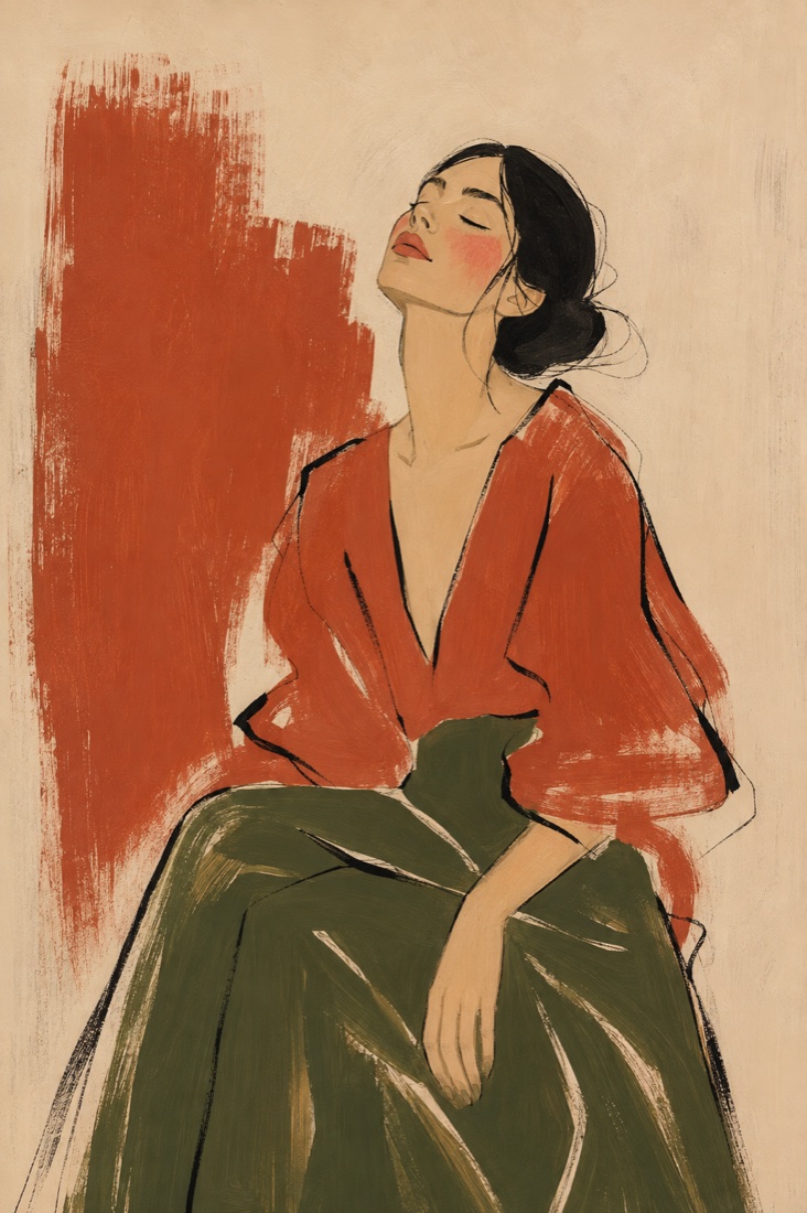 Woman at Peace in Green — fine art print by Giulianna Boscardin